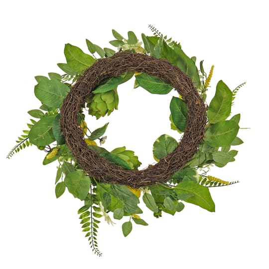 22'' Daisy, Artichoke, and Lemon Wreath
